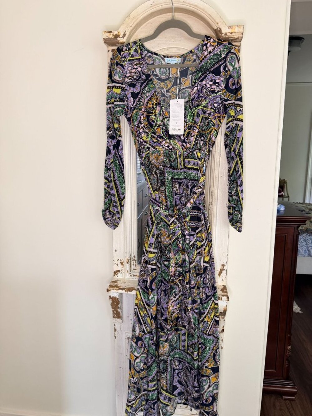 NWT Taj by Sabrina Crippa Luxury Resort Long Sleeve Maxi Dress Size Small
